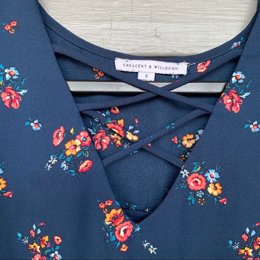 Floral blouse with criss cross front